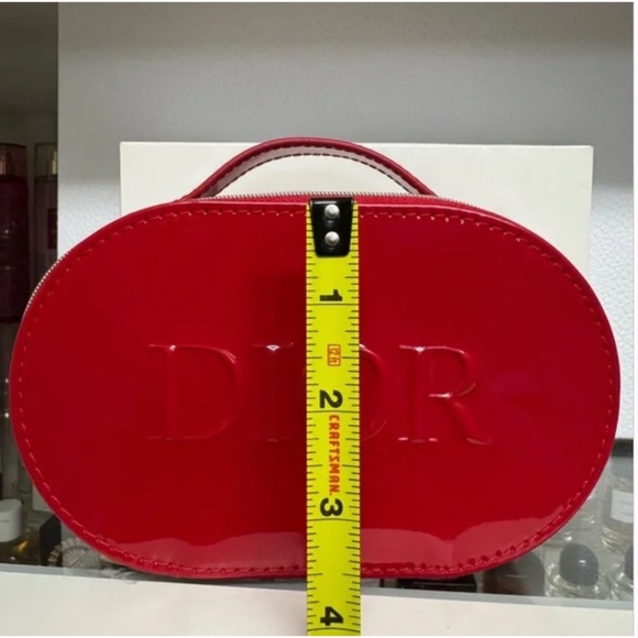 Dior Red Patent leather top handle toiletry pouch purse - Picture 3 of 4